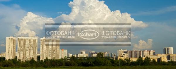 Москва. Панорама спального района Москвы / Город, архитектура / городской пейзаж