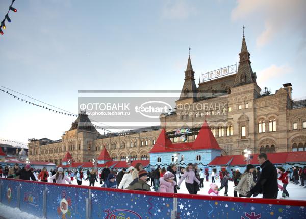 Россия. Москва. Красная площадь. Каток на Красной площади. Гум. Russia. Moscow. Red Square / Город, архитектура / архитектура и скульптура