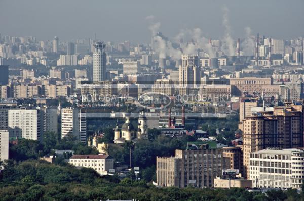 Москва. Вид на центр с Соколиной горы. Мегаполис / Город, архитектура / архитектура и скульптура