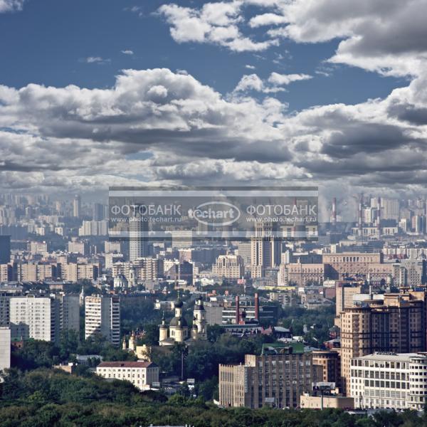 Москва. Мегаполис с высоты птичьего полета / Город, архитектура / городской пейзаж