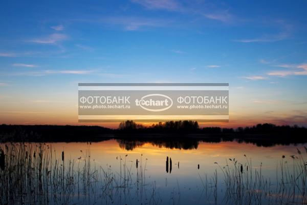 Россия. Псковская область. Озеро Верято. Закат / Природа / закаты и рассветы