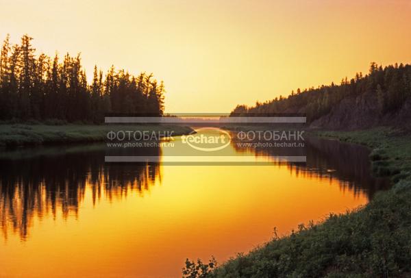 Россия. Сибирь. Красноярский край, Эвенкия, Эвенкийский автономный округ, река Катанга (Подкаменная Тунгуска) / Природа / закаты и рассветы