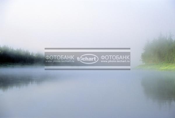 Россия. Сибирь. Красноярский край. Эвенкия. Река Катанга, туман / Природа / реки и озера