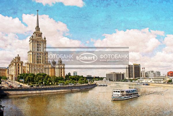 Россия. Москва. Гостиница Украина, река / Город, архитектура / городской пейзаж