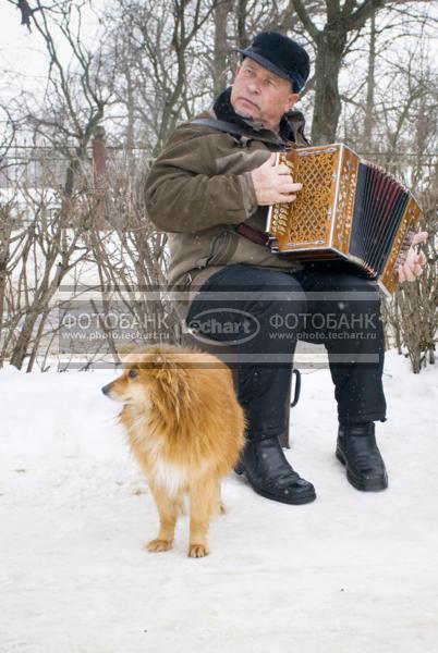 Баянист с собакой / Люди / профессии и деятельность