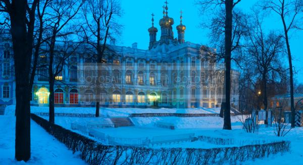 Санкт-Петербург. Царское село. Екатерининский дворец. Зима / Город, архитектура / городской пейзаж