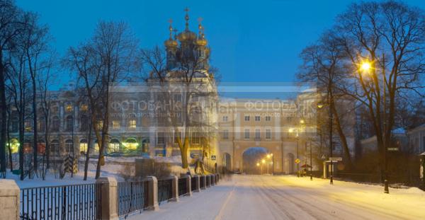 Санкт-Петербург. Царское село. Екатерининский дворец. Зима / Город, архитектура / городской пейзаж