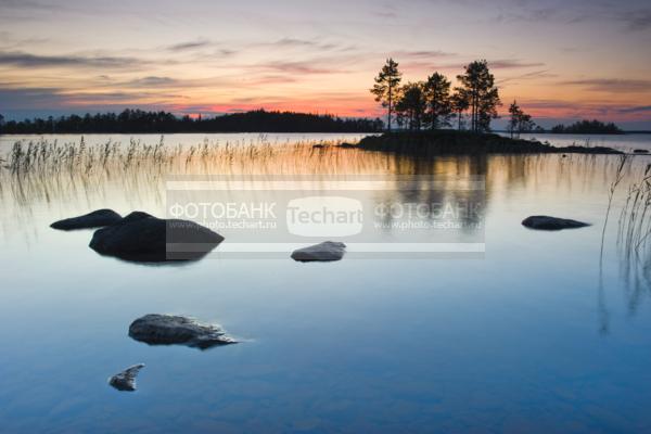 Россия. Карелия. Река, камни, остров / Природа / закаты и рассветы